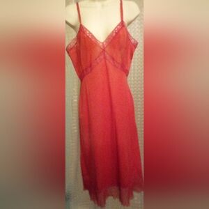 Vintage Vanity Fair Red Full Length Slip Size 38 Pin-up